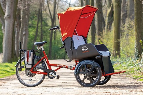 Van Raam Chat Rikscha Transportfahrrad mit Silent-Motor, Signalrot – Bild 2