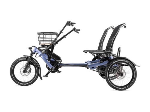Hase Bikes Kettwiesel TWO Paralleltandem-Dreirad mit Bosch CX, Taubenblau