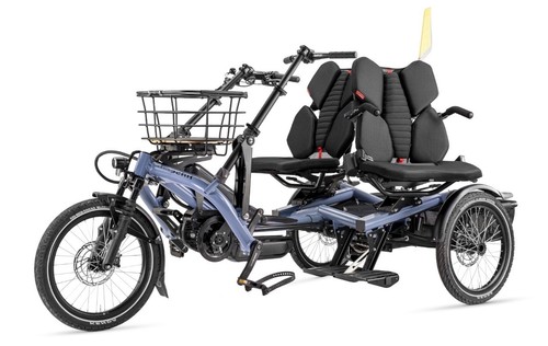 Hase Bikes Kettwiesel TWO Paralleltandem-Dreirad mit Bosch CX, Taubenblau – Bild 4